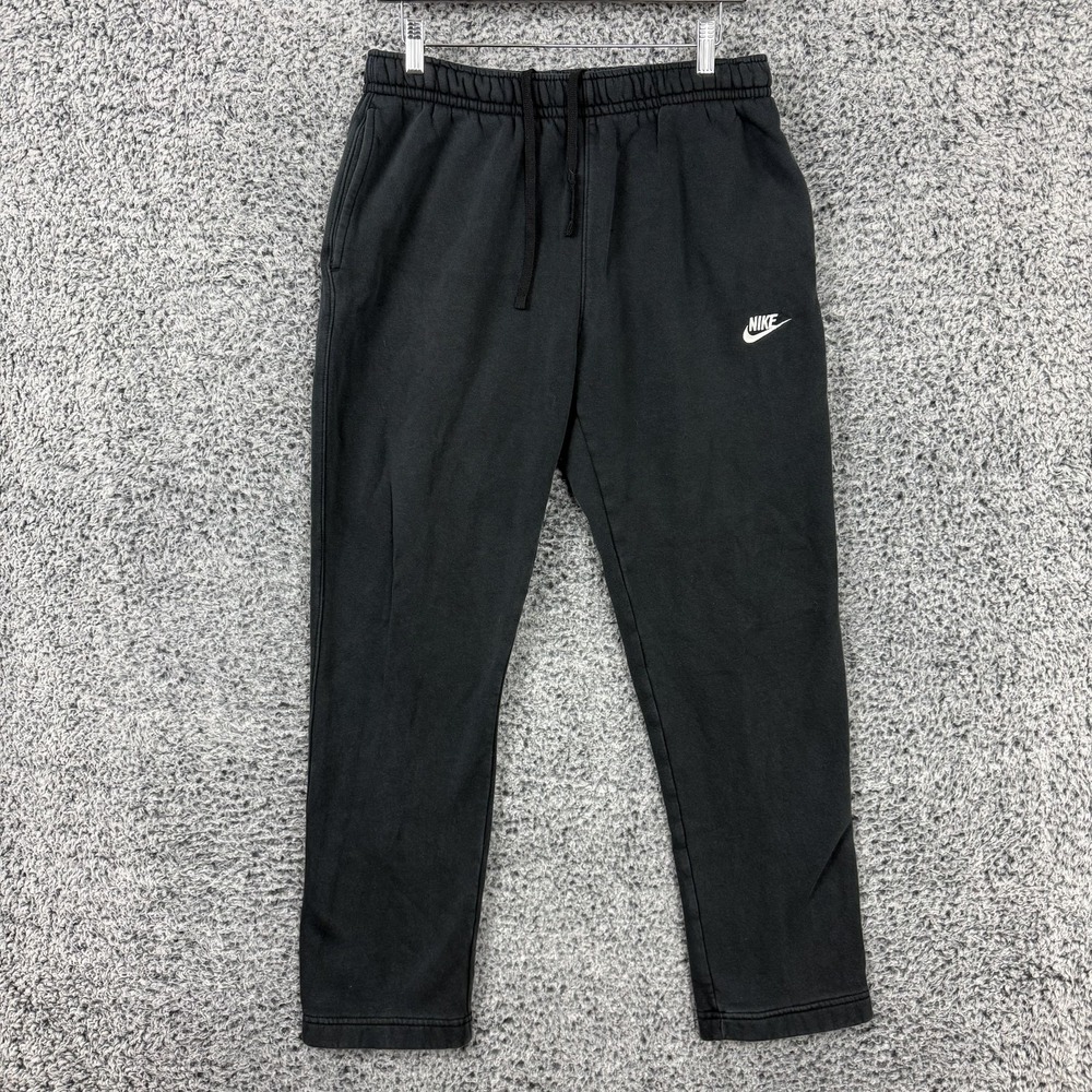 Nike Sweatpants Mens Large Black Fleece Joggers Swoosh Logo Pockets Athletic